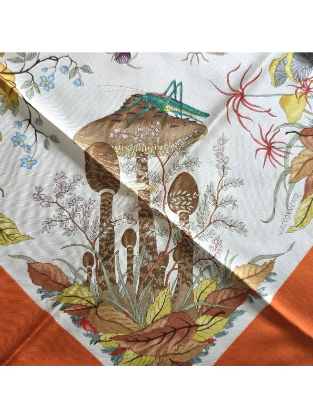 Gucci V. Accornero Silk Snake Fly Frog Floral Print Hand Rolled Scarf 34